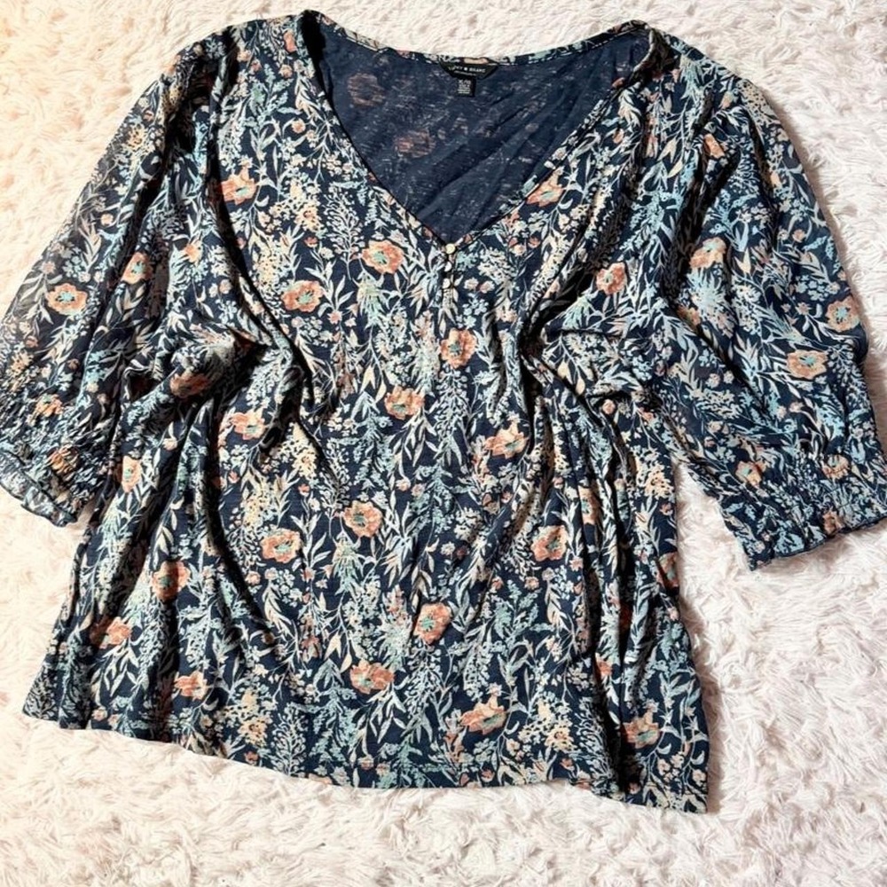 Country Cowgirl Western Floral Whimsical Sheer Flowy Soft Top Womens XL Indie